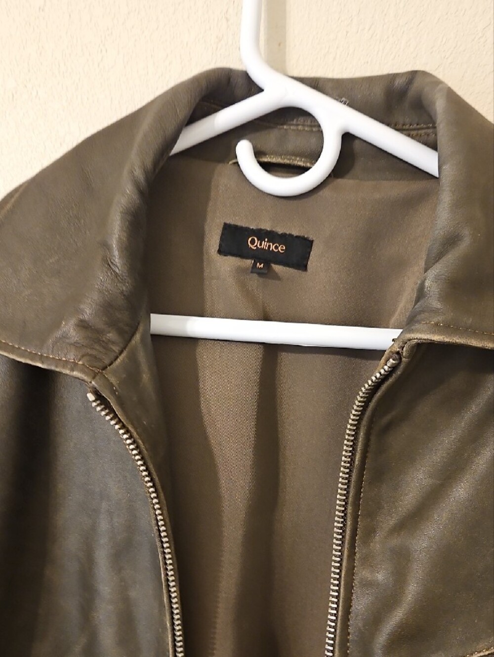 Quince Oversized Leather Bomber Jacket For Women In Distressed Brown Size Medium - Picture 3 of 9